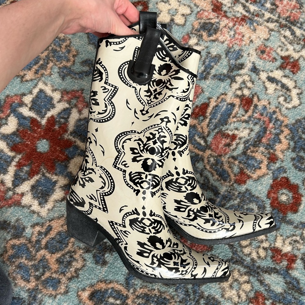Damask western rain boots